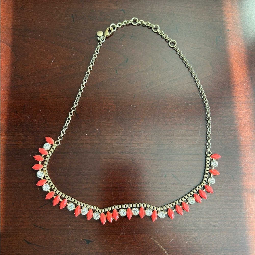 Women’s J CREW Coral Pink Jeweled Necklace